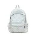 White canvas backpack for women girls cute heart print casual school daypack travel bookbag - Single Bag / White