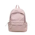 Pink heart print casual backpack for school and travel with front pocket and side drawstrings - Single Bag / Pink