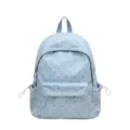 Light blue cute travel backpack for school girls, glitter heart print casual double shoulder bag. - Single Bag / Blue