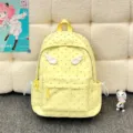 Cute yellow backpack with heart print and angel wings, stylish casual daypack for daily use. - Angel Wing Style / Yellow