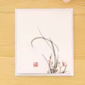 Chinese style greeting card traditional ink orchid design minimalist blessing card blank note - Blue