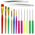 14-piece cake decorating tool set with paintbrushes scribing needles and precision tweezers - 14 Pieces Set
