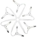 12-clip bed sheet fastener anti-slip elastic straps holder for mattress cover quilt sofa. - Without Adhesive Pad / White