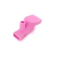 Detailed view of the pink silicone faucet extender, showing the flexible water guide design. - Pink