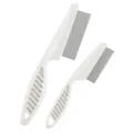 Pet flea comb set with plastic handle and fine stainless steel teeth for dogs cats. - S / White