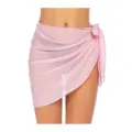 Damen einfarbiger transparenter Chiffon Strand Wickelrock sexy Sommer Bikini Cover Up Rock - Große Größe / Rosa