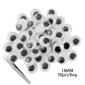 occhi googly mobili 18mm adesivi, 50pz sacchetto accessori per fai da te giocattolo. - 18mm 50 Pezzi/Pacco