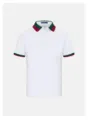 Polo da uomo a manica corta in bianco con colletto a righe classiche verde e rosso. - Taglia M / Bianco