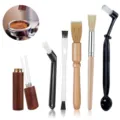 Details of the 6-piece coffee cleaning brush and WDT needle set for espresso machines. - 6-Piece Coffee Cleaning Brush Set