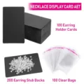 6x9cm zwarte ketting display kaartjes set met 100 doorzichtige zakjes en 200 oorbellen achterkant - 100 Vel + OPP Zakken + Oorring Ruggen / Zwart