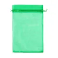 Groene organza zakje met trekkoord, ideaal voor sieraden, cadeaus en fruit bescherming. - 10x15cm (100 Stuks/Pakket) / Donkergroen