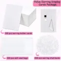 Lege oorbeldisplaykaarten met sluitzakjes en oorbelachterkantjes voor sieraden. - 100 Vel + OPP Zakken + Oorring Ruggen / Wit