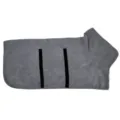 Graues Mikrofaser Haustier Hunde Bademantel Handtuch mit Kapuze und Klettverschluss Detail - Grau mit grauem Rand