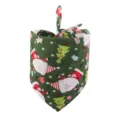 Christmas pet bandana for dogs and cats, green cotton triangular scarf with festive Santa. - Green Christmas