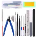 18-piece model hobby tool set including nippers, craft knife, files, and ruler for building. - 18-Piece Set
