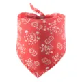 Red floral pet bandana cotton bib cat dog neck scarf collar accessory detail view - Red