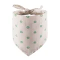 Detailed view of the cute pet bandana featuring green daisy print, cotton linen fabric. - Green Small Daisy