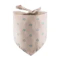Cute pet bandana with daisy print cotton linen fabric for dog and cat detail view - Sky Blue Small Daisy