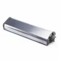 Detail shot of stainless steel cabinet push latch, showing magnetic tip and sturdy housing mechanism. - Cabinet Door Rebounder
