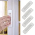 Self-adhesive sliding window handles, white rectangular auxiliary pull handles for doors. - Set of 4 / White