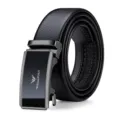 Cintura uomo in vera pelle fibbia automatica business casual lega metallica nera - Senza Scatola Regalo / 105cm / Canna di fucile