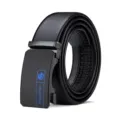 Cintura da uomo in vera pelle nera con fibbia automatica e design drago elegante. - Blu Pistola (Senza Scatola) / 105cm