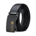 Cintura in pelle con fibbia automatica da uomo elegante nero accessorio design drago - Oro Pistola (Senza Scatola) / 105cm