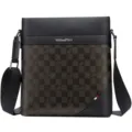 Sac bandoulière homme en cuir à carreaux marron sangle réglable élégant cartable d'affaires - 8 Pouces / Noir