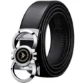 Cintura da uomo in vera pelle con fibbia automatica metallica stile elegante e casual. - 105cm / Senza Scatola Regalo / Argento