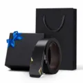 Cintura uomo vera pelle fibbia automatica affari casual di alta qualita con confezione regalo - Oro Abbigliamento Interno (Con Scatola Regalo)