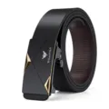 Cintura automatica in pelle nera da uomo, elegante cinghia d'affari in lega metallica. - Oro Abbigliamento Interno (Senza Scatola Regalo)