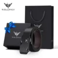 Cintura in pelle nera con fibbia automatica cintura da uomo d'affari con confezione regalo - Gunmetal Abbigliamento Interno (Con Scatola Regalo)