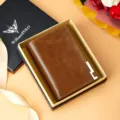 Herren Geldbörse aus echtem Leder Kurz Portemonnaie Kartenhalter Geschenkbox braun - Exklusive Geschenkbox / Braun