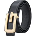 Cintura in vera pelle da uomo con fibbia dorata classica elegante affari tempo libero - 105cm / Fibbia Liscia Dorata