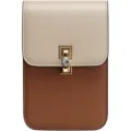 Borsa a tracolla bicolore chic per telefono con serratura dorata e strass luminoso. - Albicocca