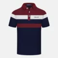 Polo Uomo Manica Corta Casual Blocco Di Colore Rever Top Estivo Moda Abbigliamento Marca - Taglia M / Rosso Dattero Scuro