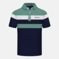 Polo uomo manica corta casual colore a contrasto colletto risvolto top estivo abbigliamento - Taglia M / verde-grigio