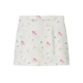 Floral print mini skirt for women, chic watercolor flower short skirt, elegant resort style apparel. - S / Bottoms