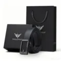 Ceinture homme en cuir veritable avec boucle automatique coffret cadeau luxe elegant. - 105cm / Motif Uni / Coffret Cadeau Exclusif / Métal canon