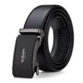 Cintura uomo pelle nera fibbia automatica stile business moda casual elegante di qualità - Senza Scatola Regalo / Canna di fucile / 105cm