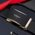 Ceinture automatique en cuir veritable pour homme avec design elegant boucle doree et noire. - Coffret Cadeau Exclusif / Or / 105cm