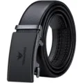 Heren echt leer automatisch gesp riem zwart mode business casual riem voor heren - Geen Cadeaudoos / 105cm / Zwart
