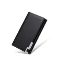 Black leather key case for men, minimalist multi-function wallet with stylish silver buckle. - Black Without Buckle