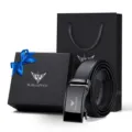 Coffret cadeau ceinture homme en cuir véritable de luxe avec boucle automatique noire. - Coffret Cadeau Exclusif / 105cm / Canon de Fusil - Cuir de Vachette 435