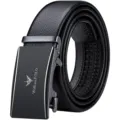 Heren zwarte lederen riem automatische metalen gesp zakelijke mode casual broek taille - Geen Cadeaudoos / 105cm / Wit