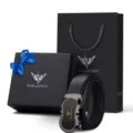 Men's genuine leather automatic buckle belt gift set with luxury gift box and bag. - Style A Gold (Counter Gift Box)