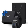 WilliamPOLO Men Genuine Leather Belt Gift Sets Automatic Buckle Black Box Variant - Style A Blue (Counter Gift Box)