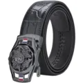 Cintura uomo in pelle automatica con fibbia metallica cristalli di lusso e coccodrillo. - 105cm / Cintura Nera Fibbia Pistola (Senza Scatola)