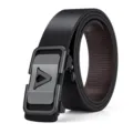 Elegante cintura da uomo in vera pelle nera con fibbia automatica e design moderno. - 105cm / Senza Scatola Regalo / Canna di fucile