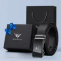 Heren echt lederen automatische gesp riem geschenkdoos set zakelijke vrije tijd - Gunmetal Effen Patroon Met Geschenkdoos